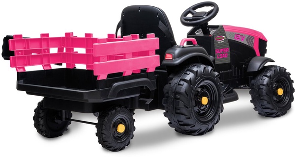 Tractor electrico infatil Ride-on Tractor Super Load con remolque rosa12V